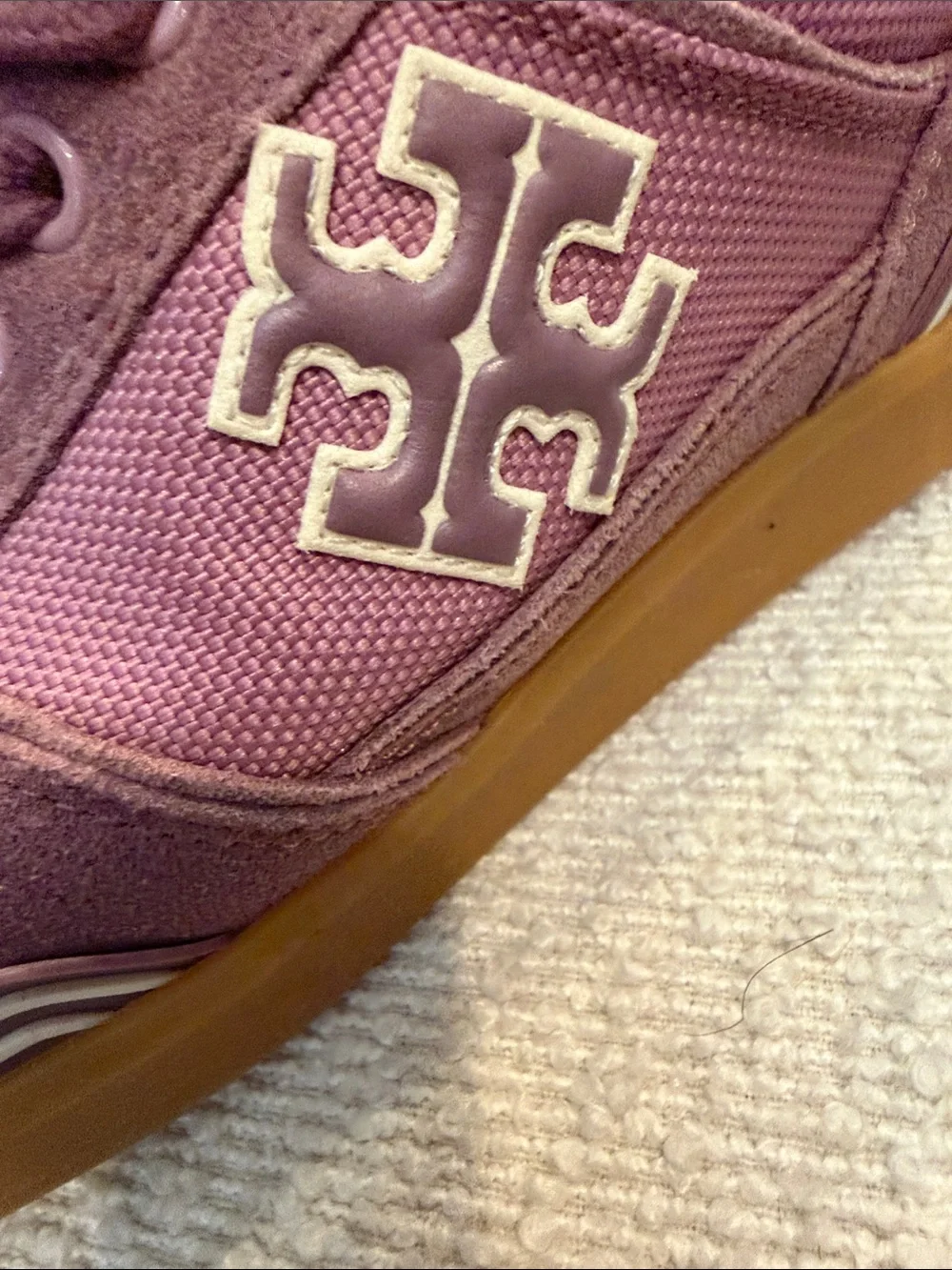 Tory Burch Mauve Pink Suede & Mesh Low-Top Sneakers